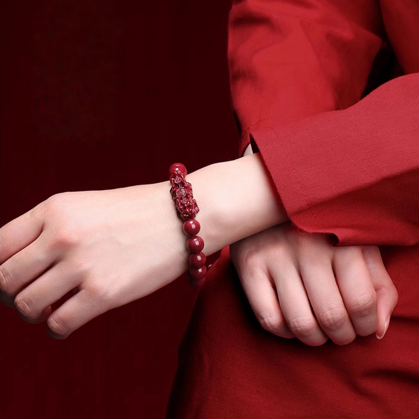 Purple Cinnabar Pixiu Bracelet, Zodiac Year Lucky Amulet Gift for Men & Women