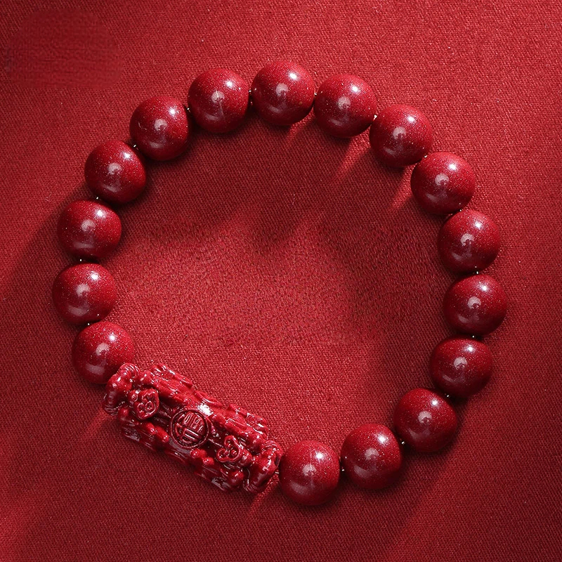 Purple Cinnabar Pixiu Bracelet, Zodiac Year Lucky Amulet Gift for Men & Women