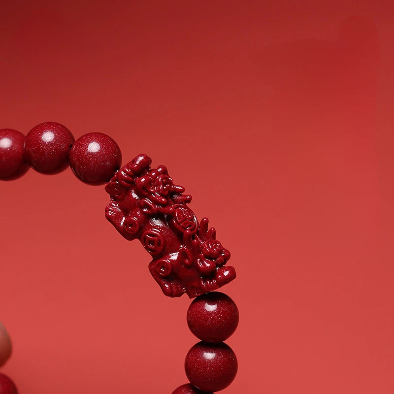 Purple Cinnabar Pixiu Bracelet, Zodiac Year Lucky Amulet Gift for Men & Women