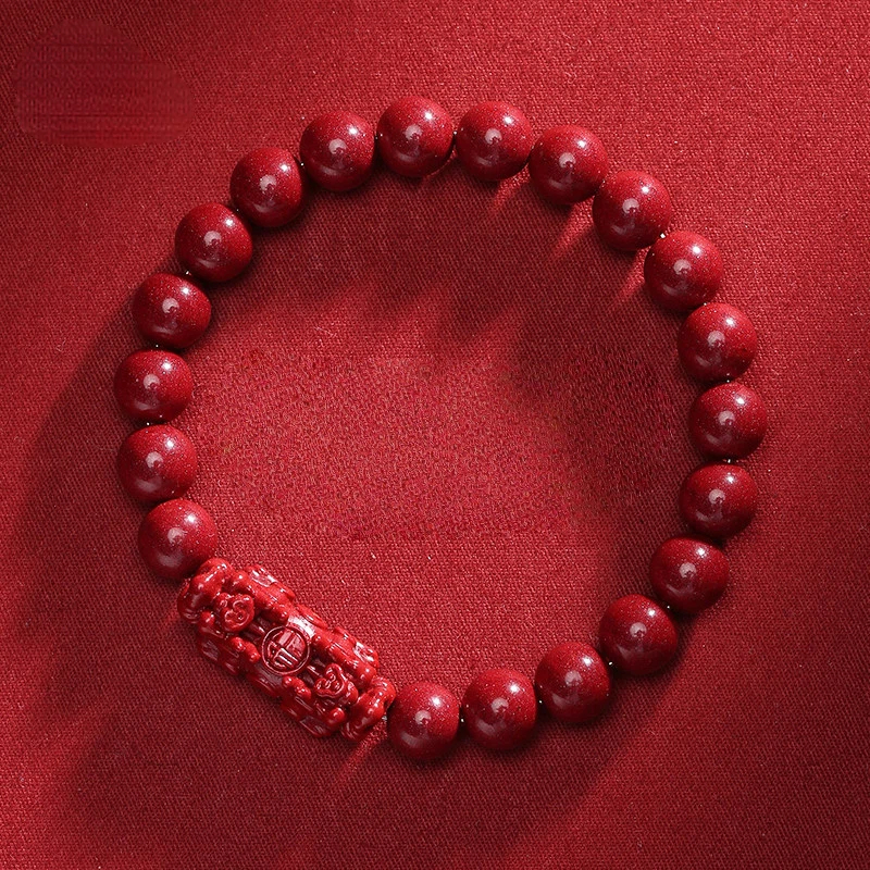 Purple Cinnabar Pixiu Bracelet, Zodiac Year Lucky Amulet Gift for Men & Women