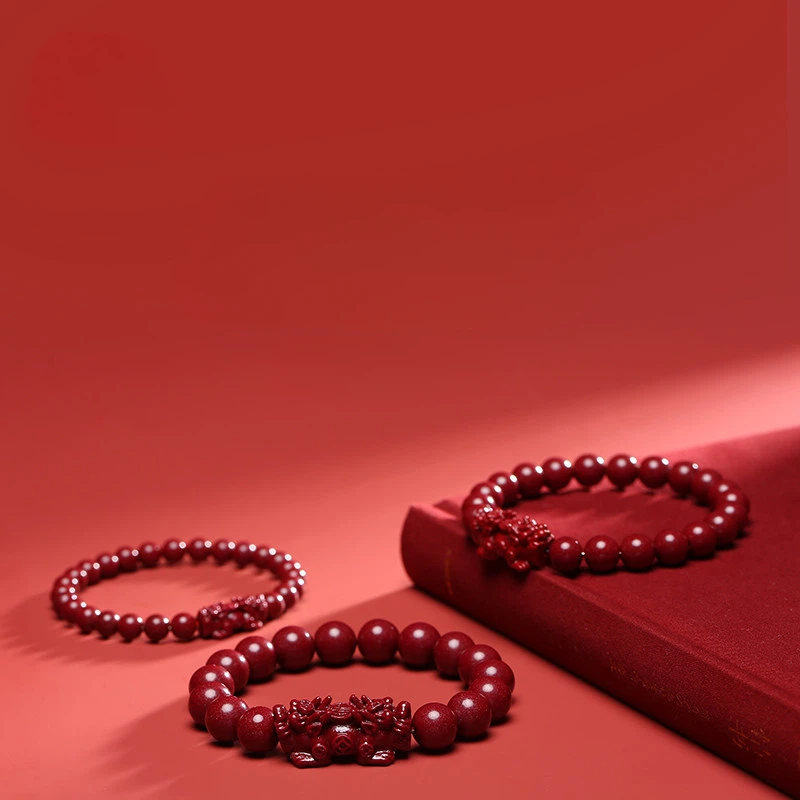 Purple Cinnabar Pixiu Bracelet, Zodiac Year Lucky Amulet Gift for Men & Women