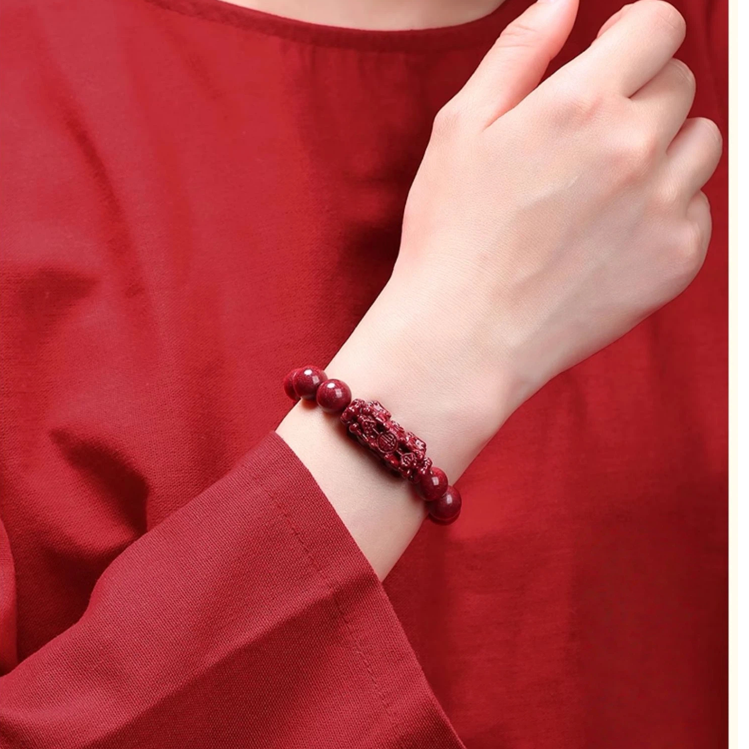 Purple Cinnabar Pixiu Bracelet, Zodiac Year Lucky Amulet Gift for Men & Women