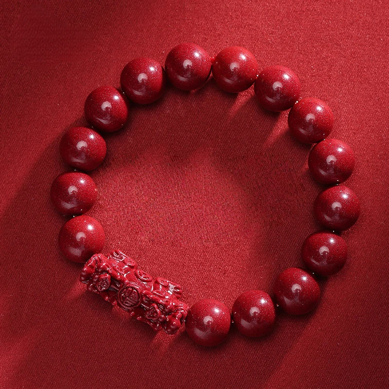 Purple Cinnabar Pixiu Bracelet, Zodiac Year Lucky Amulet Gift for Men & Women