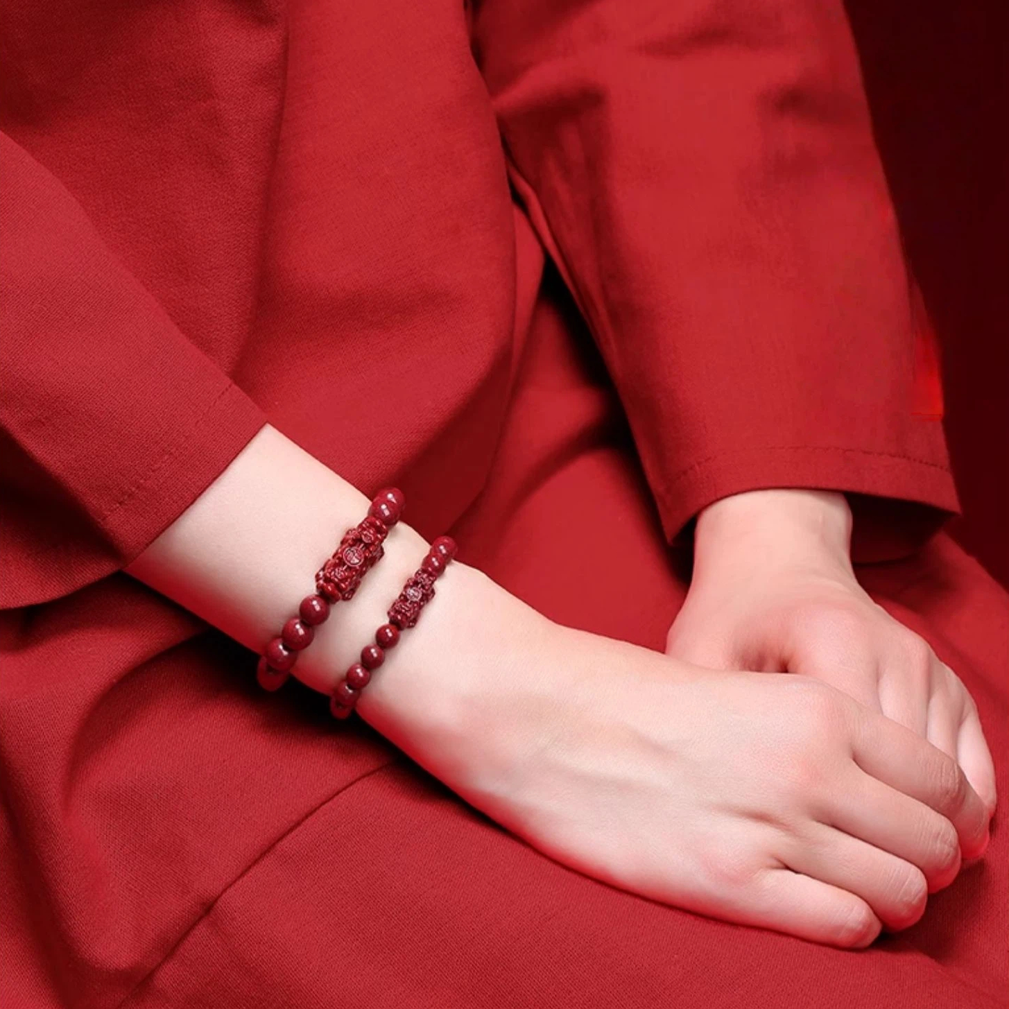 Purple Cinnabar Pixiu Bracelet, Zodiac Year Lucky Amulet Gift for Men & Women