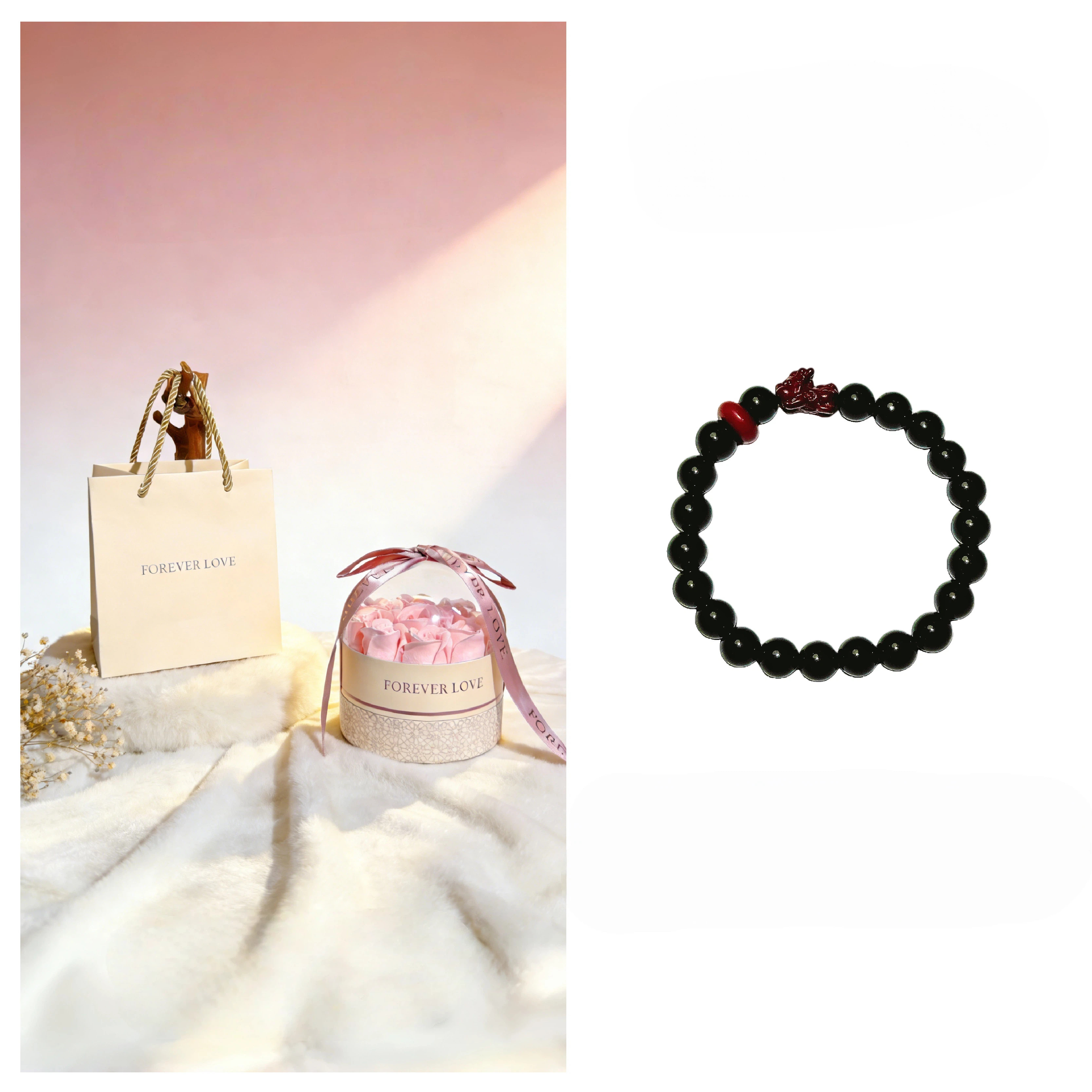 Obsidian & Cinnabar Pixiu Couple Bracelet, Premium Anniversary Gift