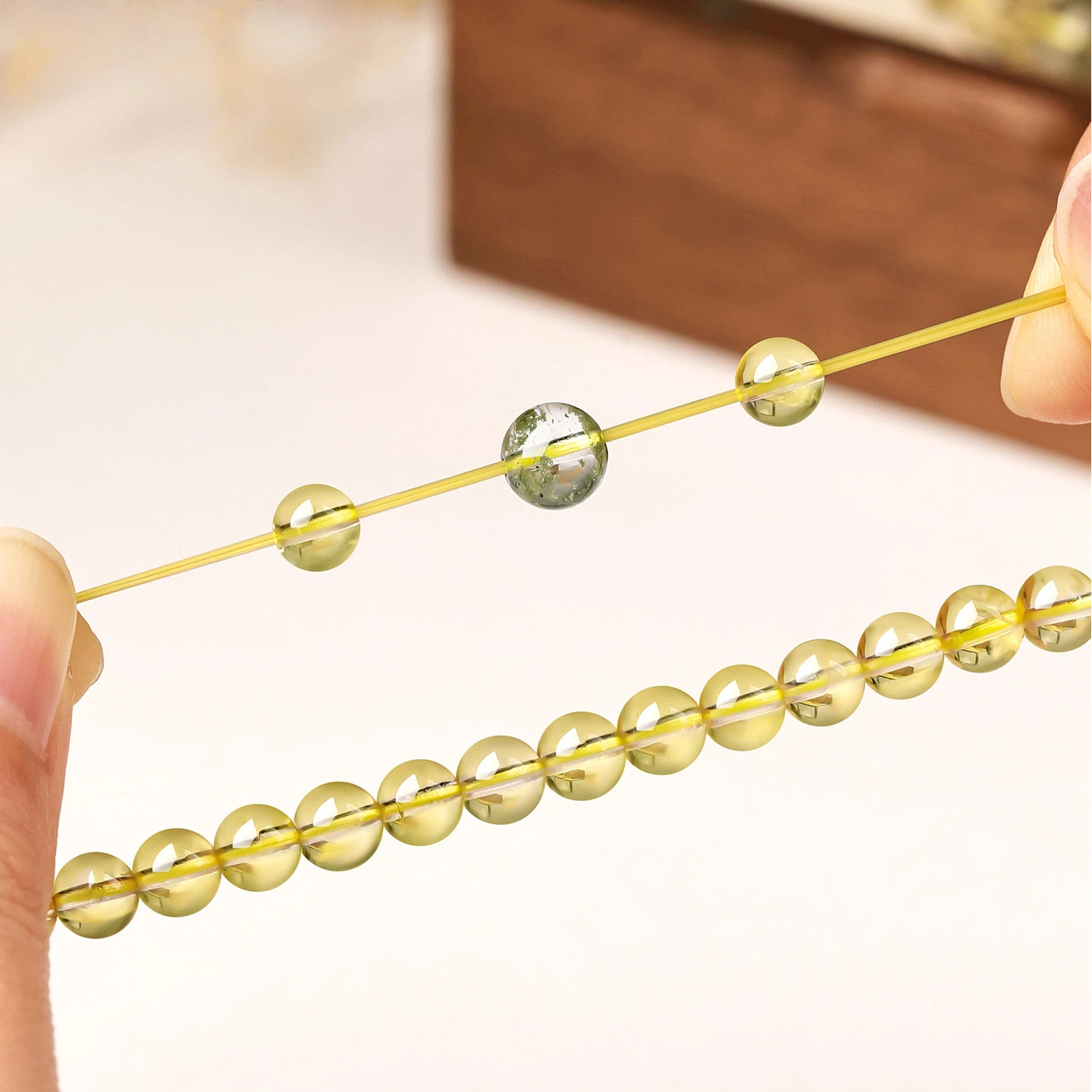 Natural Citrine Green Phantom Quartz Bracelet, Wealth Luck, Premium Unisex Birthday Gift
