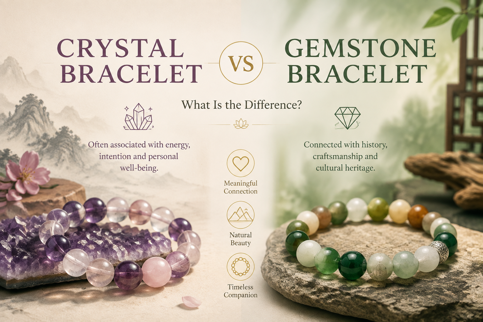 Crystal Bracelet vs Gemstone Bracelet: What Is the Difference?