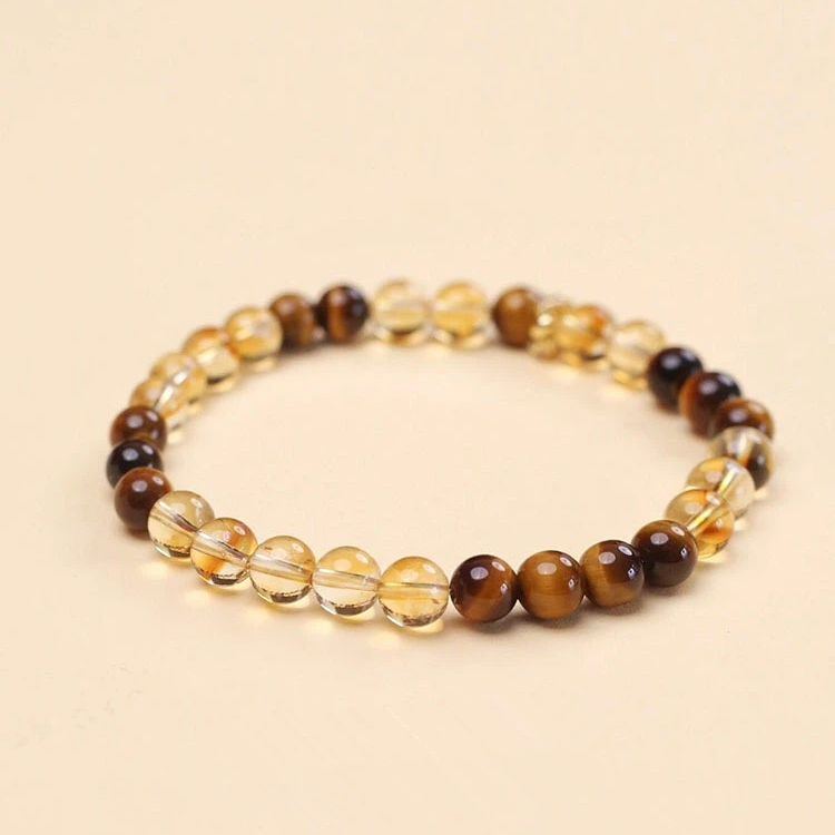 Natural Citrine & Yellow Tiger‑Eye Bracelet for Women, Wealth & Good‑luck Gift