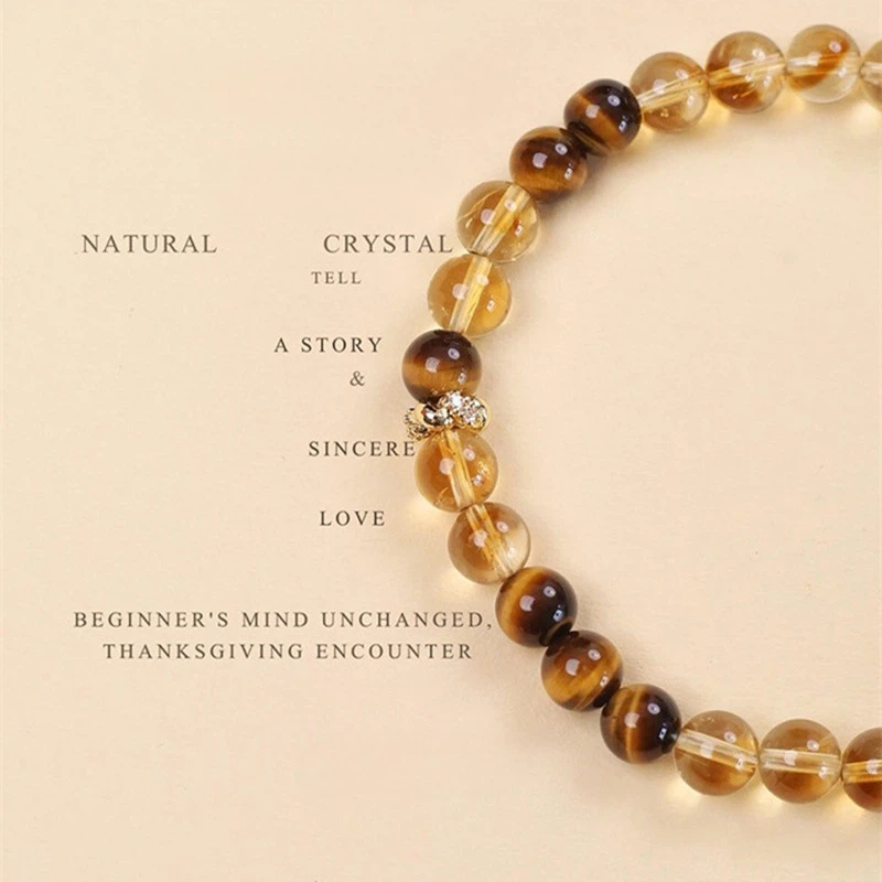 Natural Citrine & Yellow Tiger‑Eye Bracelet for Women, Wealth & Good‑luck Gift