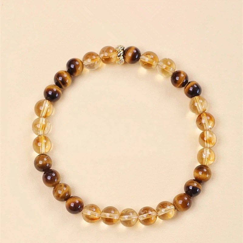Natural Citrine & Yellow Tiger‑Eye Bracelet for Women, Wealth & Good‑luck Gift