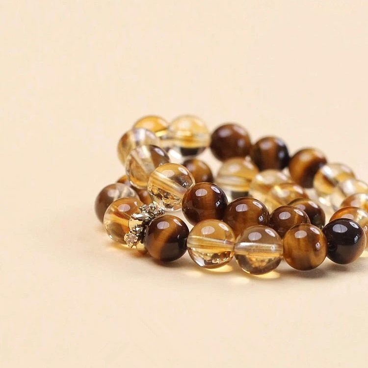 Natural Citrine & Yellow Tiger‑Eye Bracelet for Women, Wealth & Good‑luck Gift