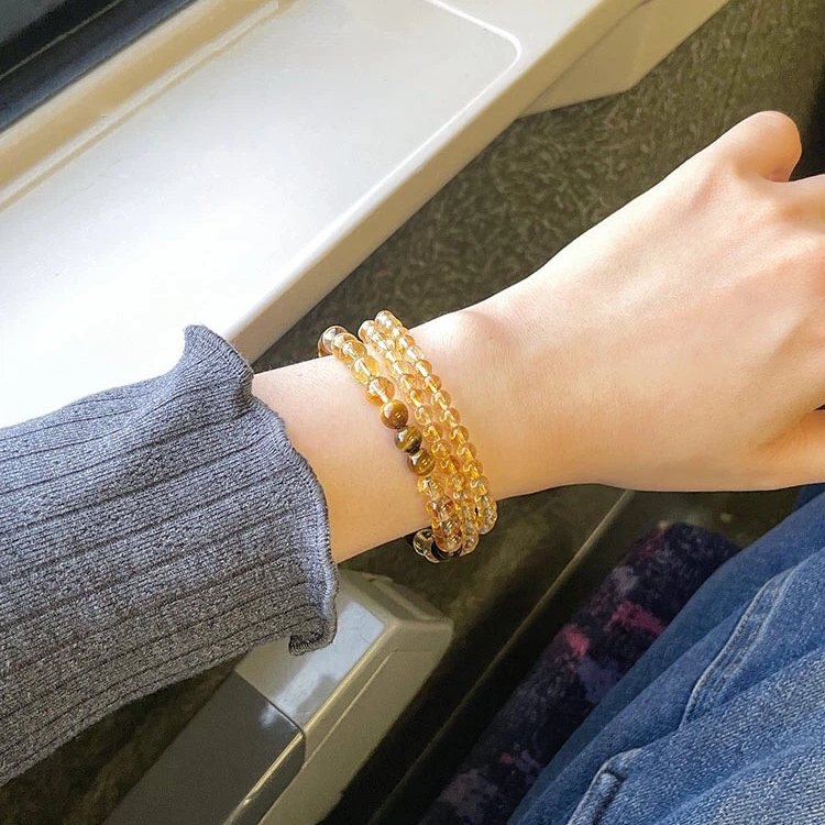 Natural Citrine & Yellow Tiger‑Eye Bracelet for Women, Wealth & Good‑luck Gift