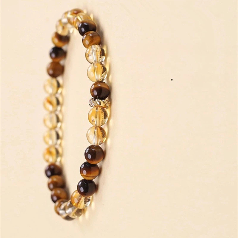 Natural Citrine & Yellow Tiger‑Eye Bracelet for Women, Wealth & Good‑luck Gift