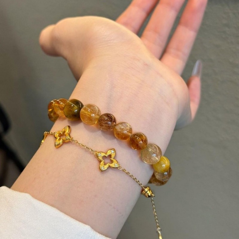 Natural Citrine & Golden Tiger Eye Bracelet, Wealth Luck Gift