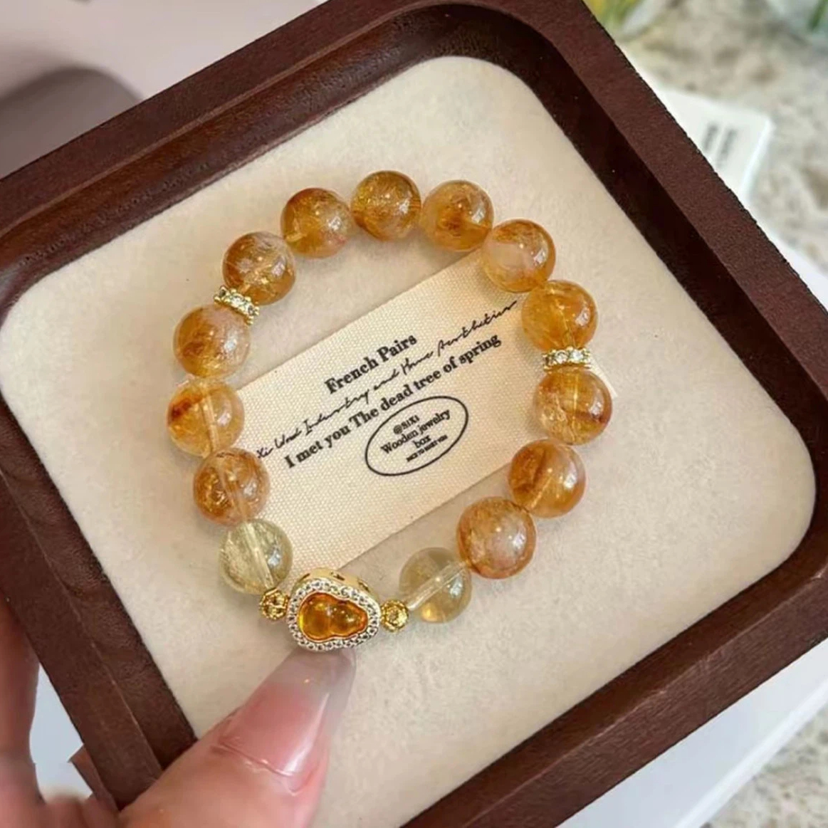 Natural Citrine & Golden Tiger Eye Bracelet, Wealth Luck Gift
