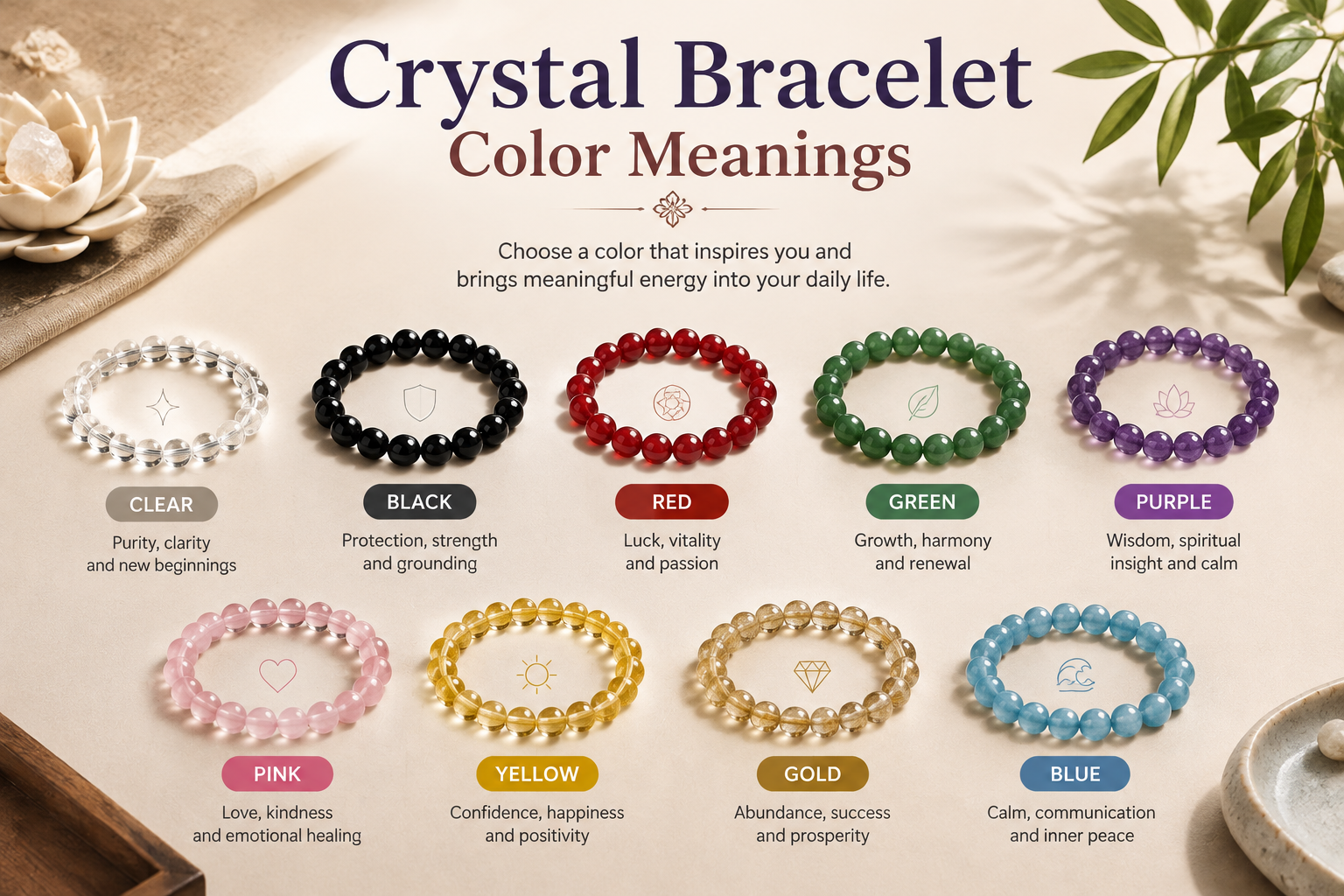 Crystal Bracelet Color Meanings: What Different Colors Represent