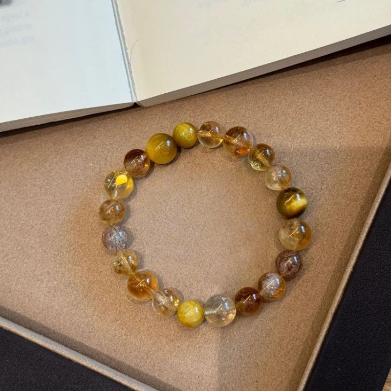 Natural Citrine & Golden Tiger Eye Bracelet, Wealth Luck Gift
