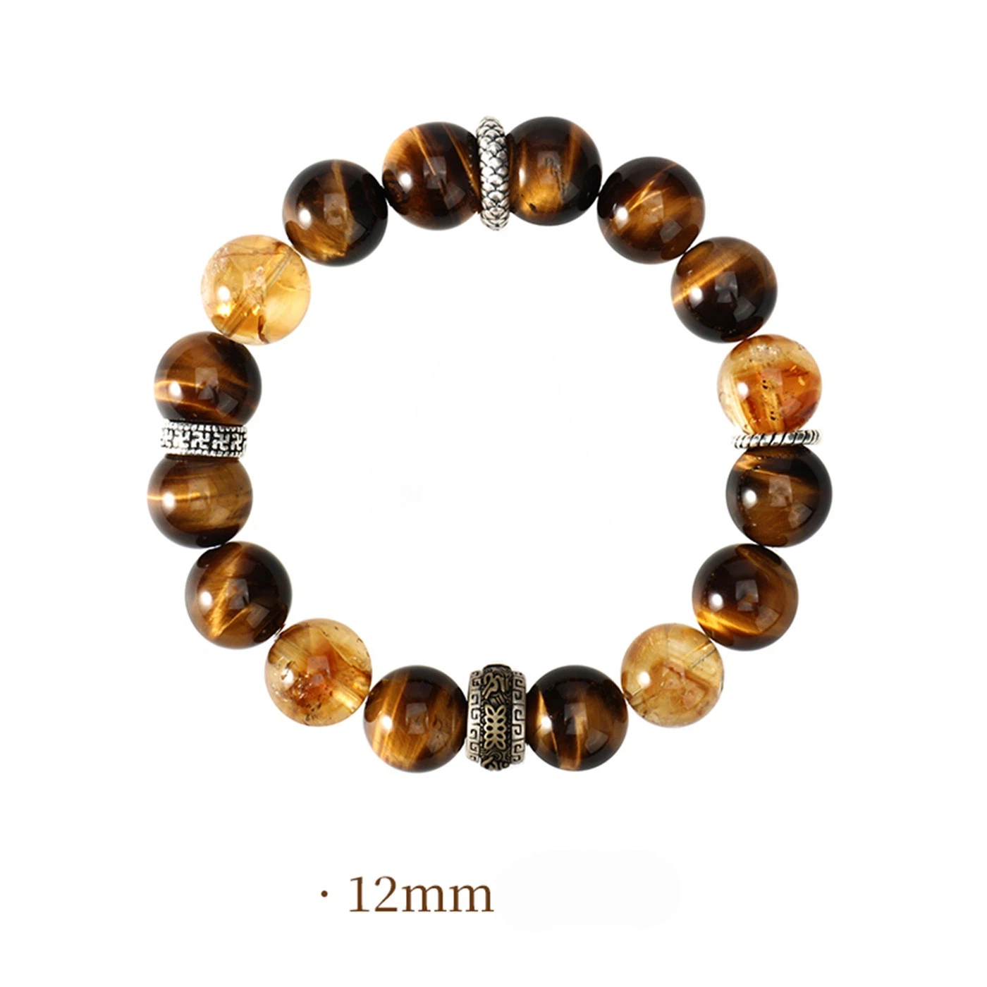 Tiger Eye & Citrine Couple Bracelets, Wealth Luck Valentine's Day Gift