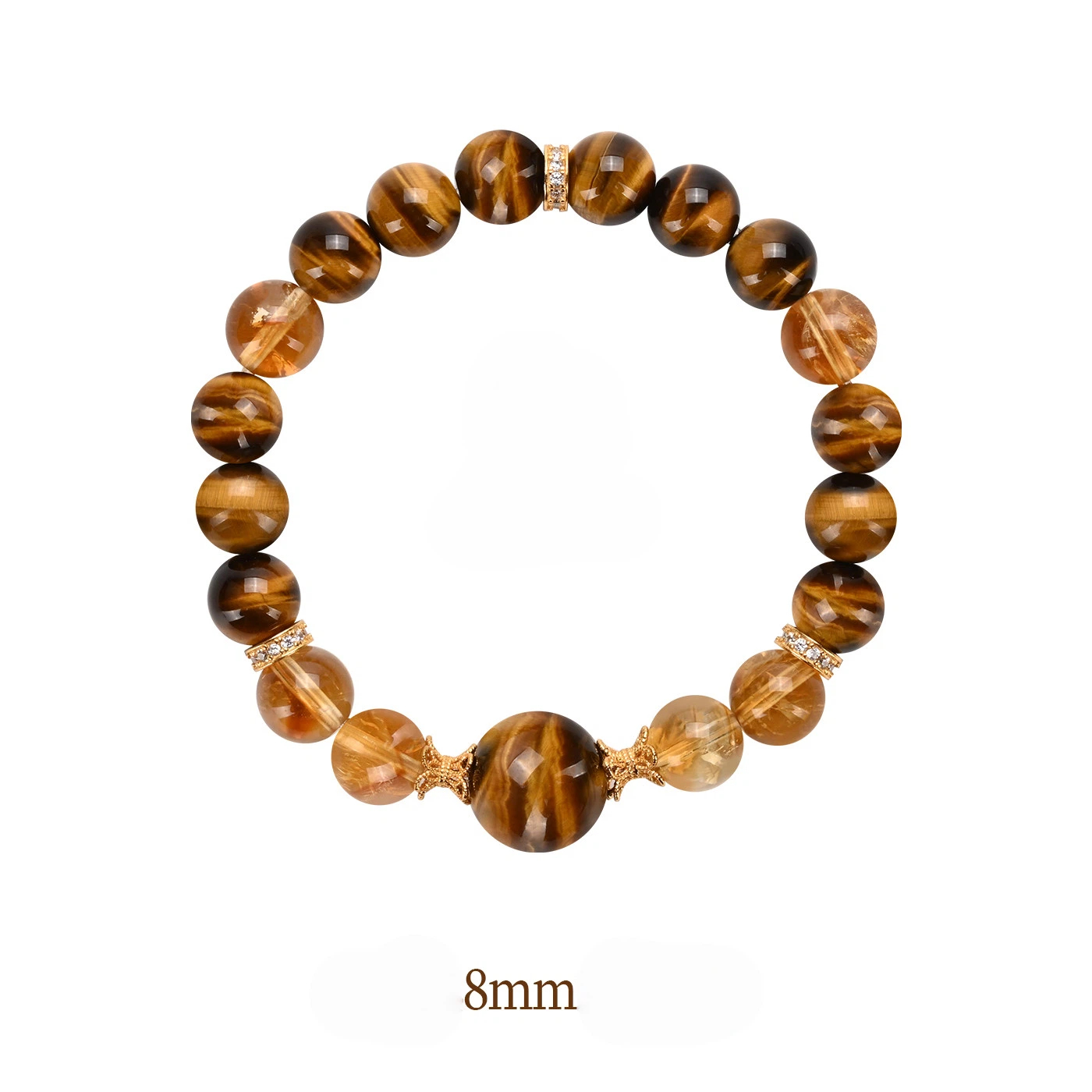 Tiger Eye & Citrine Couple Bracelets, Wealth Luck Valentine's Day Gift