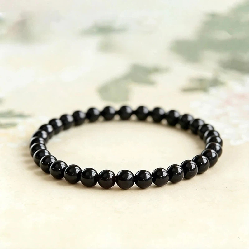 Natural Obsidian Bracelet for Men Women, Zodiac Year Wealth Luck Crystal Gift