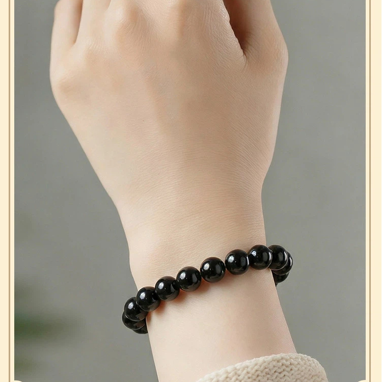 Natural Obsidian Bracelet for Men Women, Zodiac Year Wealth Luck Crystal Gift