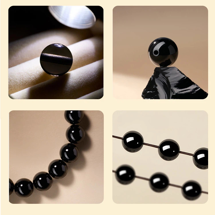 Natural Obsidian Bracelet for Men Women, Zodiac Year Wealth Luck Crystal Gift