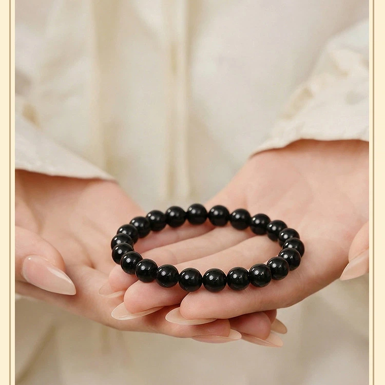 Natural Obsidian Bracelet for Men Women, Zodiac Year Wealth Luck Crystal Gift