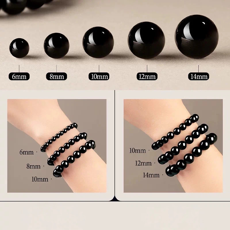 Natural Obsidian Bracelet for Men Women, Zodiac Year Wealth Luck Crystal Gift