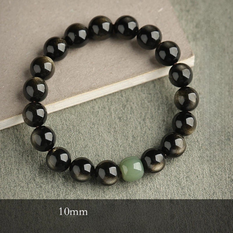Premium Obsidian & Hetian Jade Bracelet, Unisex Valentine's Day Gift