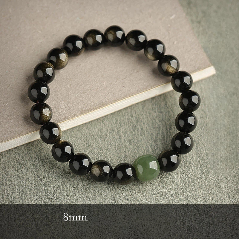 Premium Obsidian & Hetian Jade Bracelet, Unisex Valentine's Day Gift