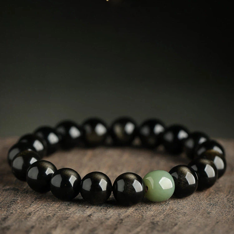 Premium Obsidian & Hetian Jade Bracelet, Unisex Valentine's Day Gift