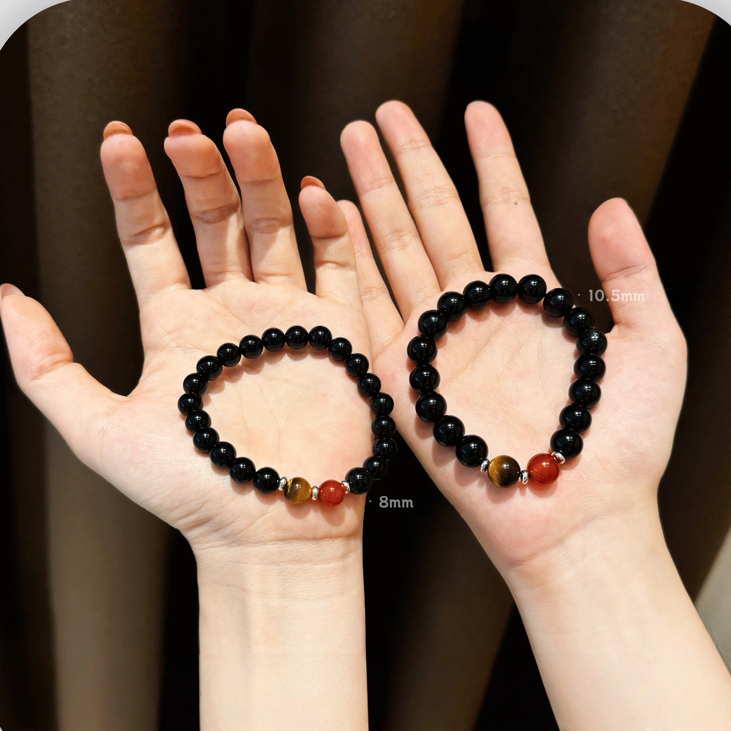 Obsidian Couple Bracelets, Love Protection Anniversary Gift