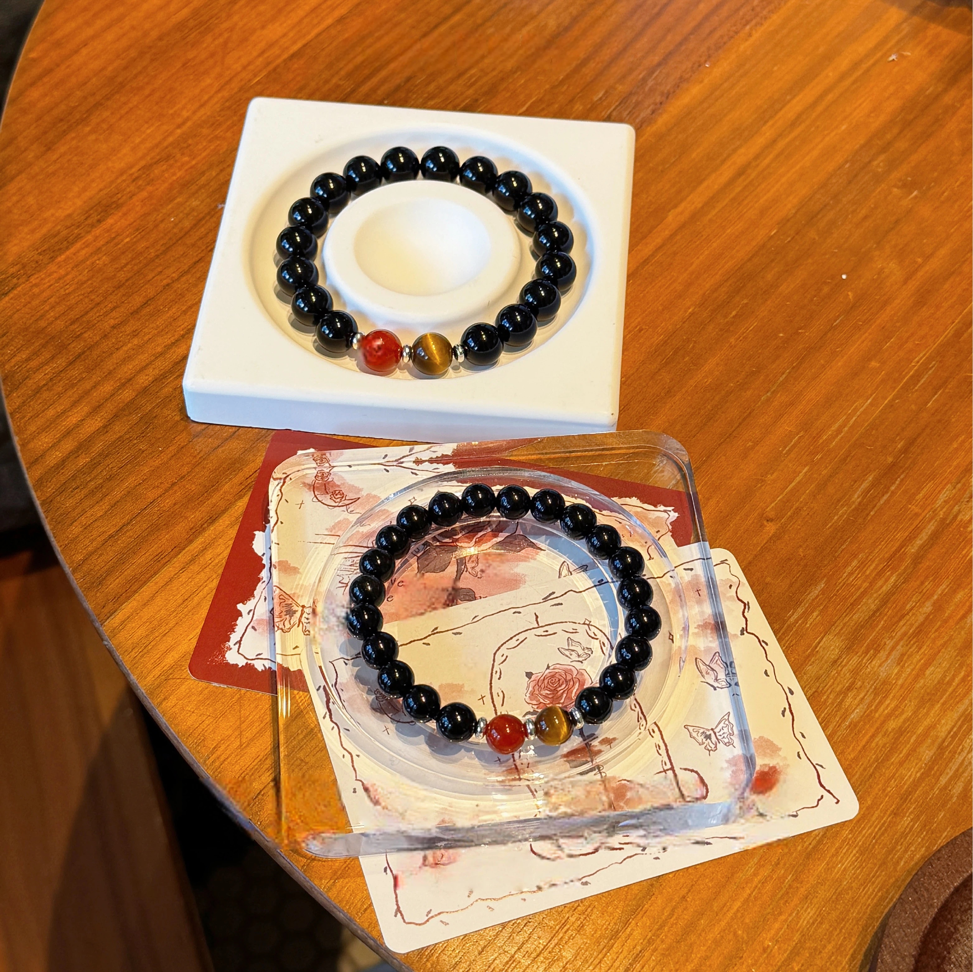 Obsidian Couple Bracelets, Love Protection Anniversary Gift