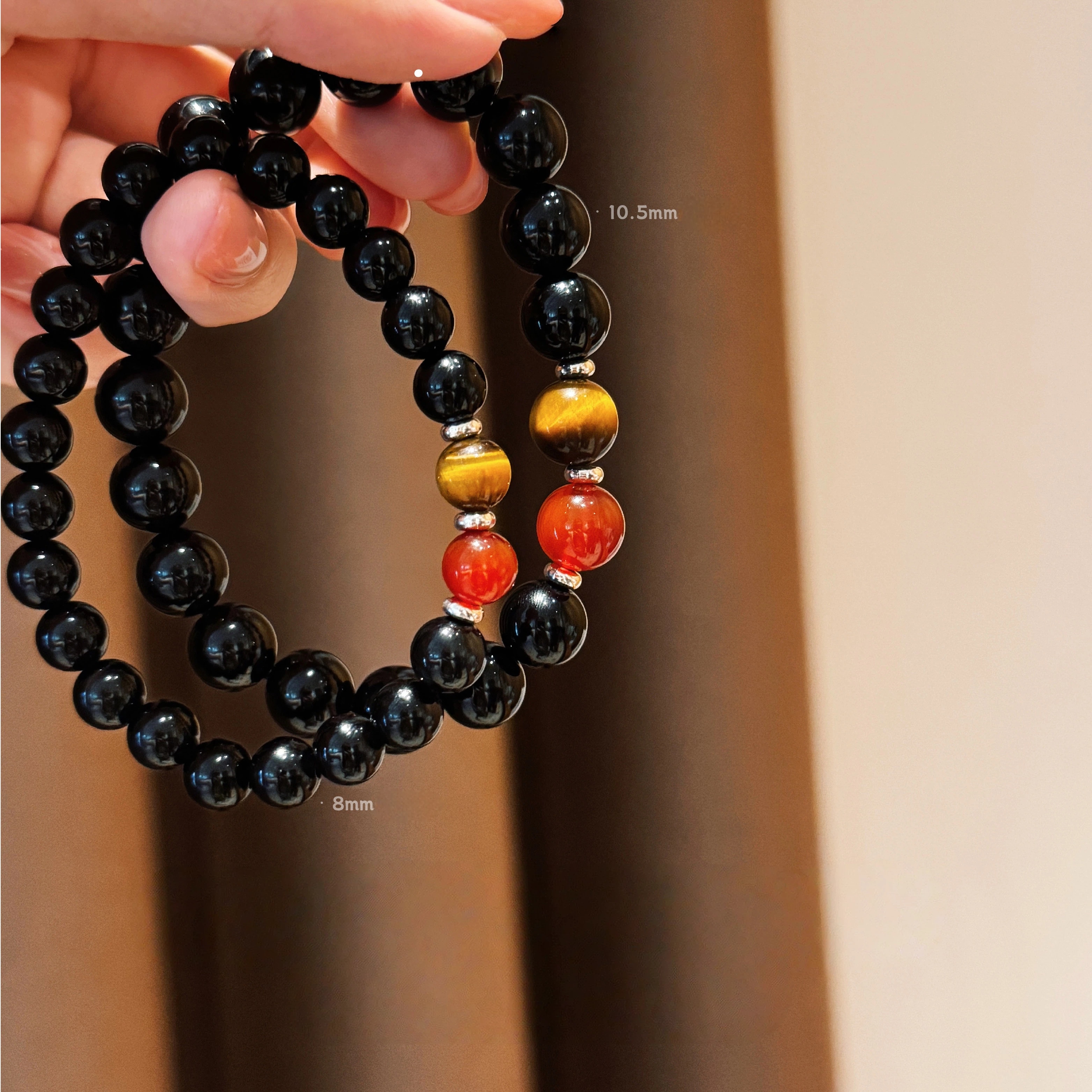 Obsidian Couple Bracelets, Love Protection Anniversary Gift