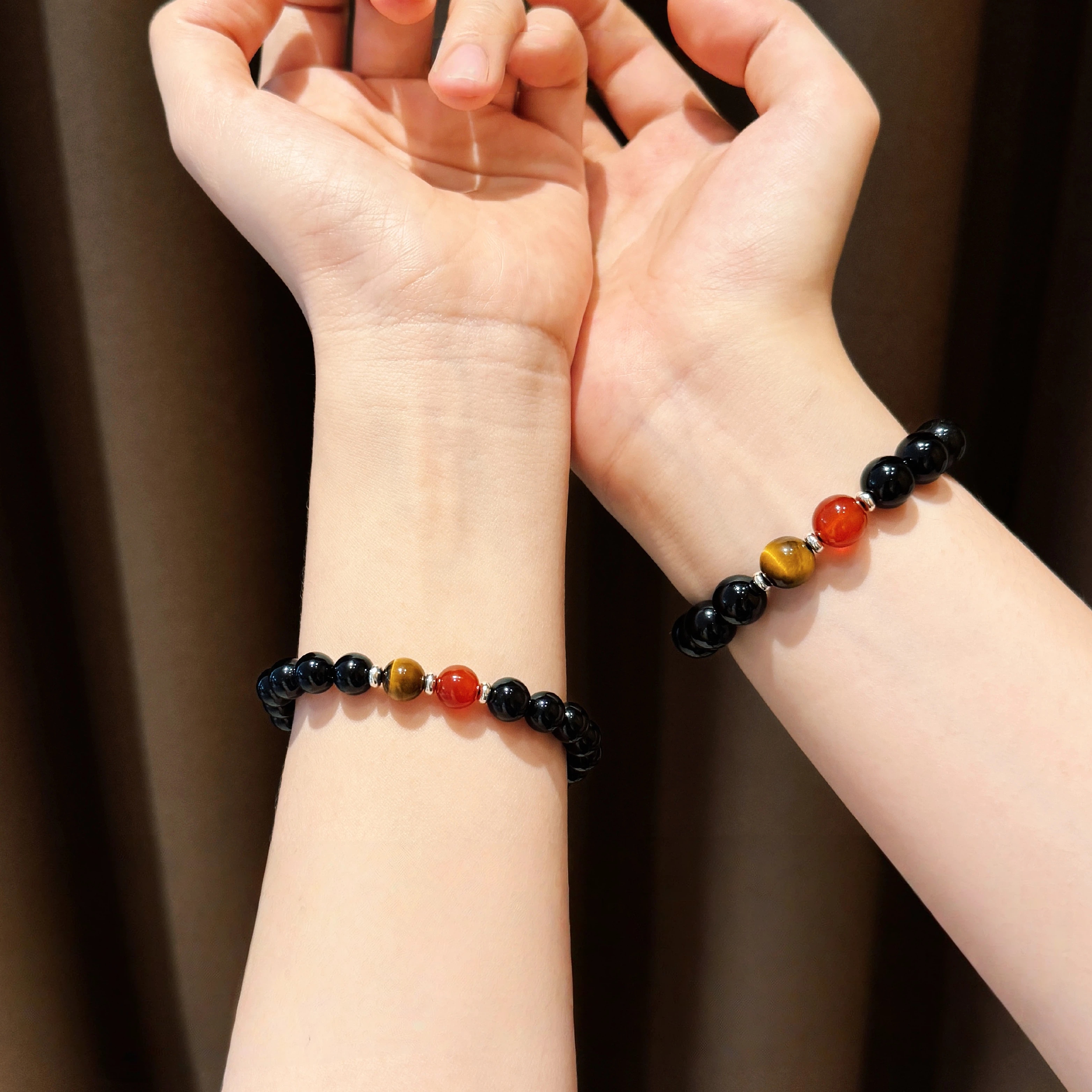Obsidian Couple Bracelets, Love Protection Anniversary Gift