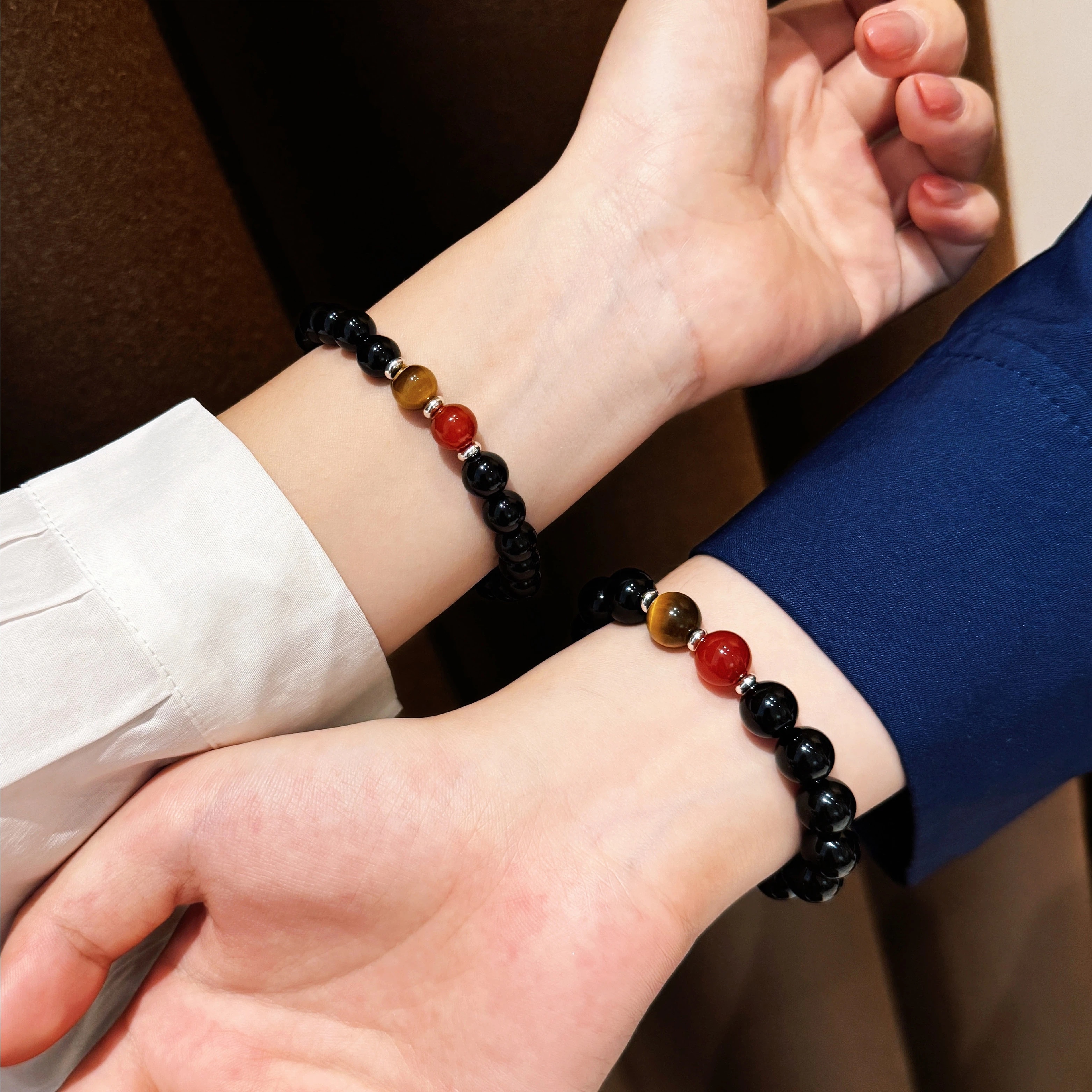 Obsidian Couple Bracelets, Love Protection Anniversary Gift