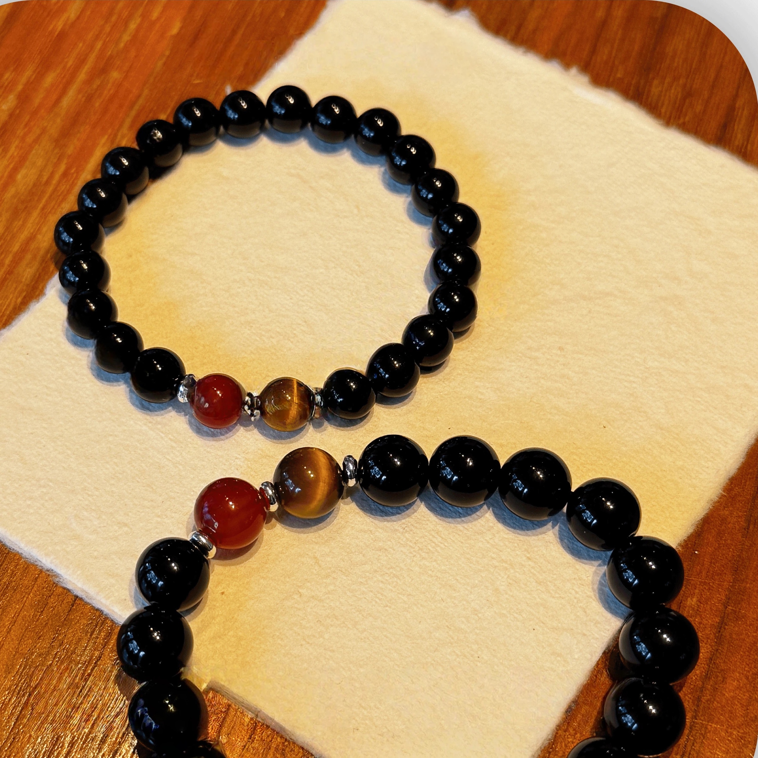 Obsidian Couple Bracelets, Love Protection Anniversary Gift