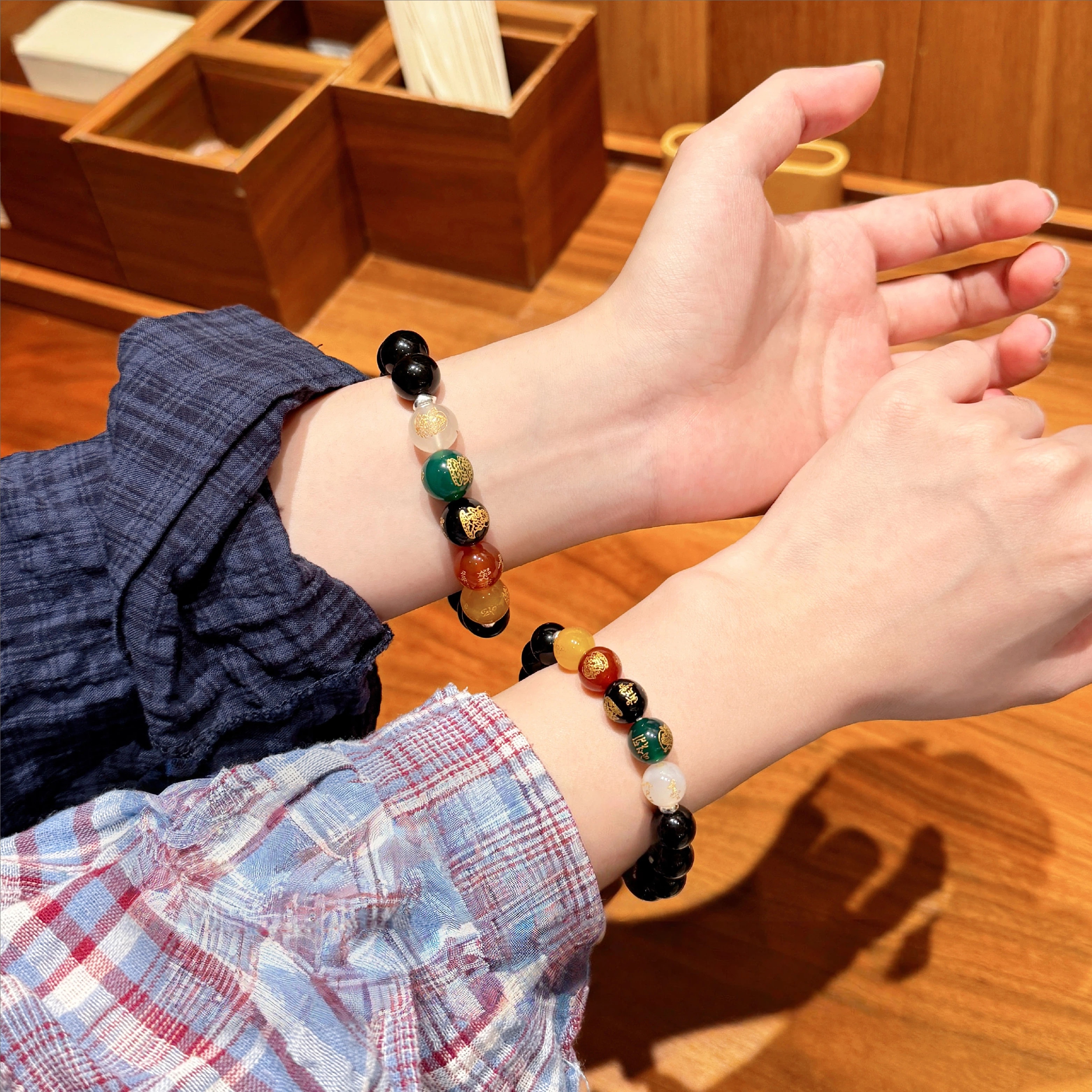 Obsidian Five Wealth Gods Fortune Bead Bracelet, Couple Wealth Gift