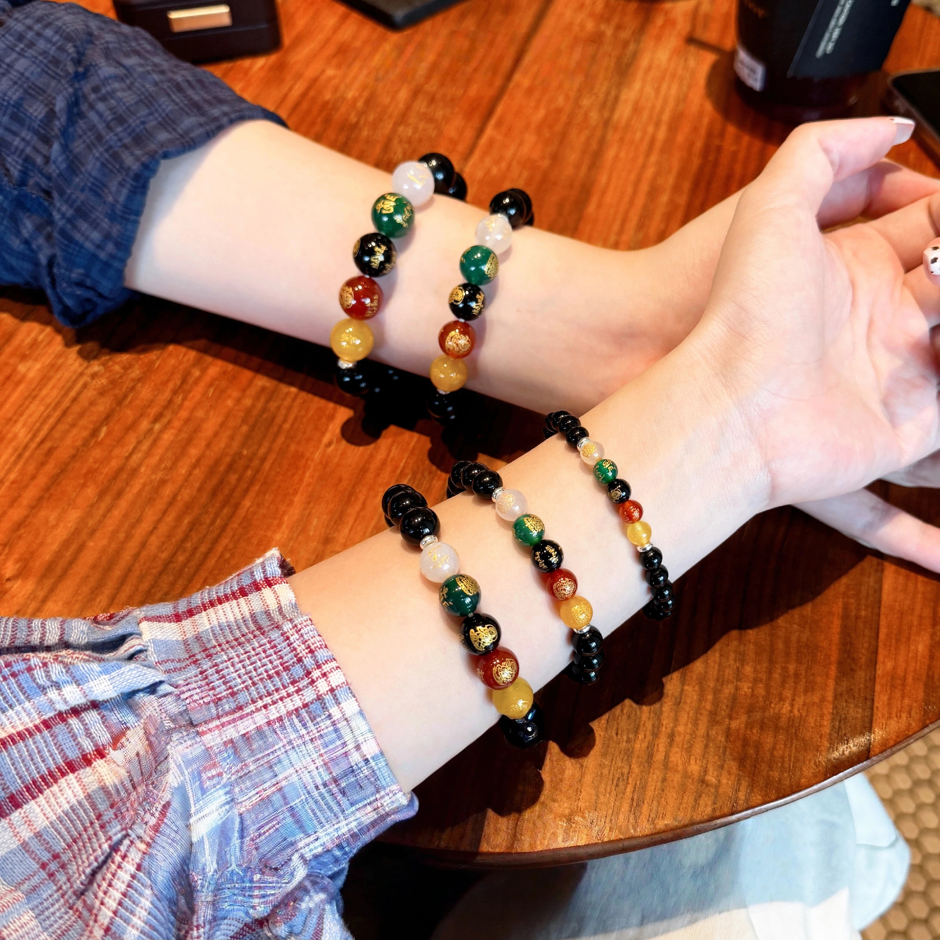 Obsidian Five Wealth Gods Fortune Bead Bracelet, Couple Wealth Gift