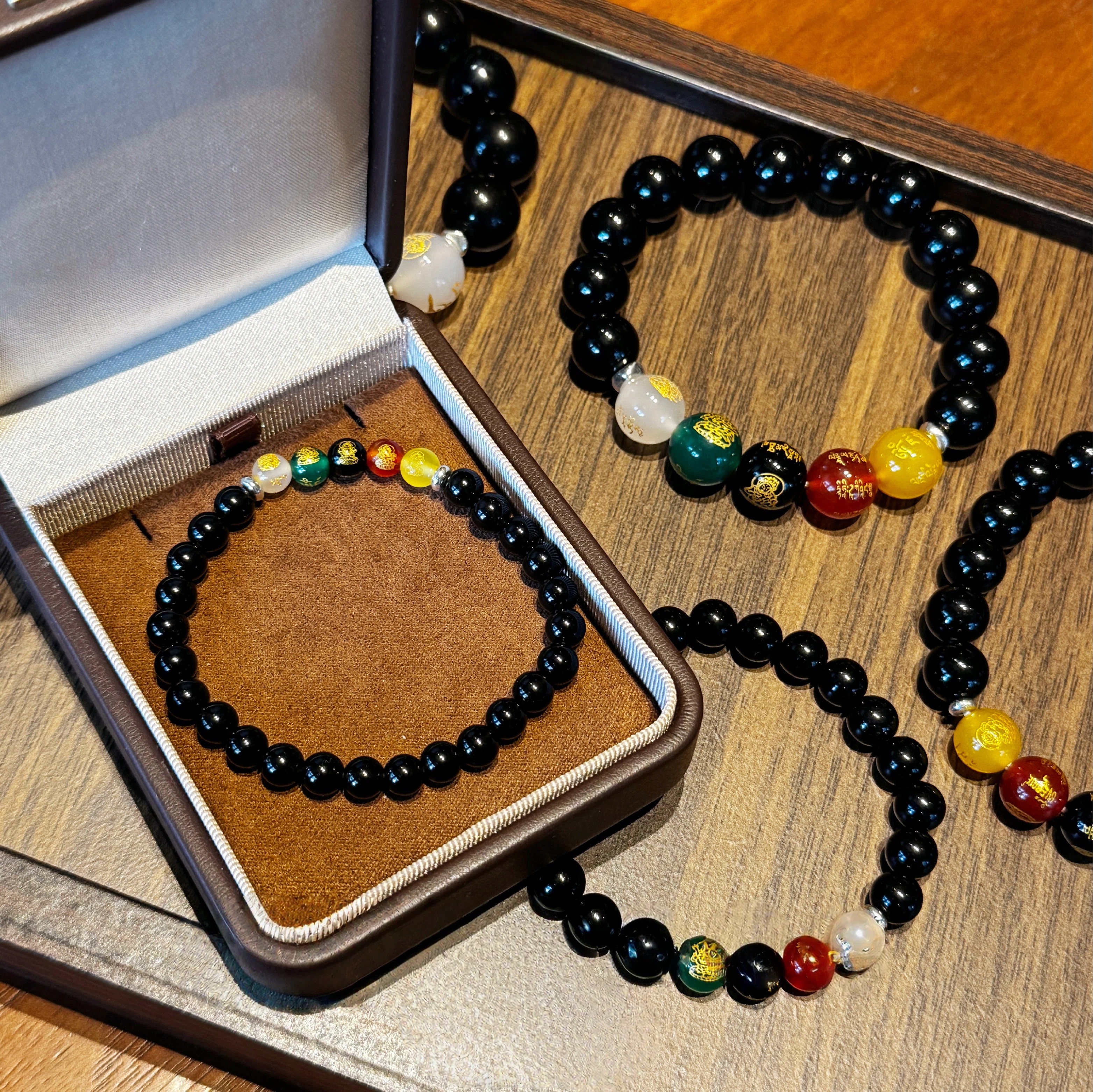 Obsidian Five Wealth Gods Fortune Bead Bracelet, Couple Wealth Gift
