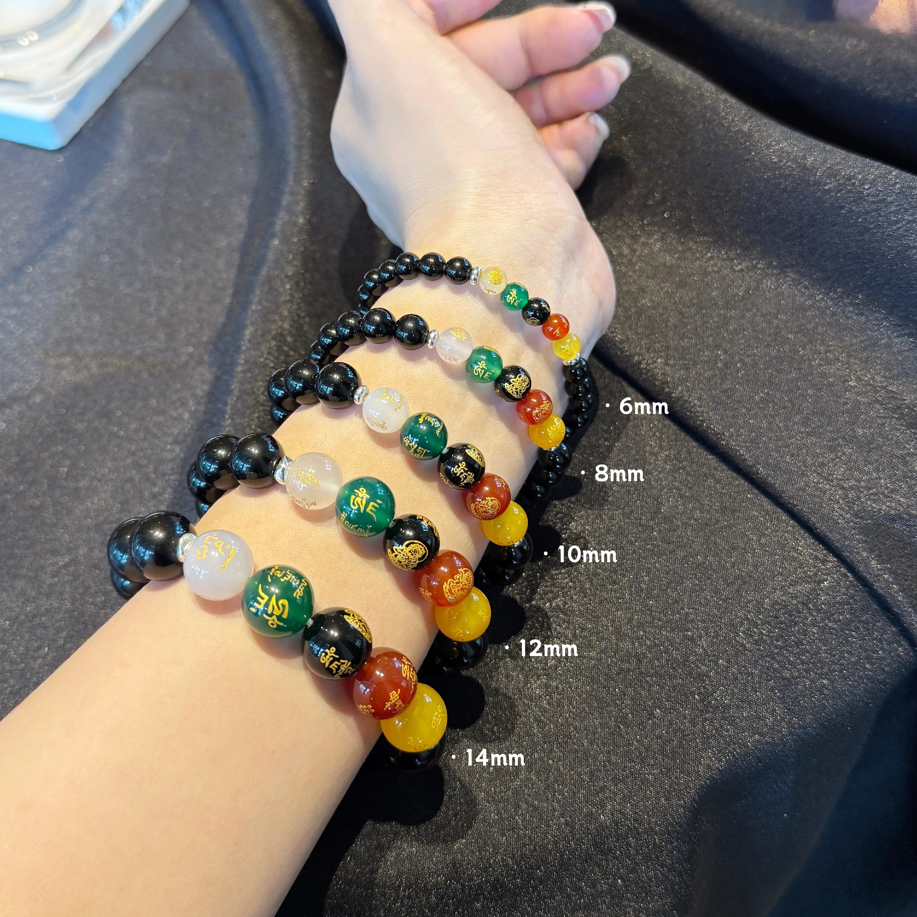 Obsidian Five Wealth Gods Fortune Bead Bracelet, Couple Wealth Gift