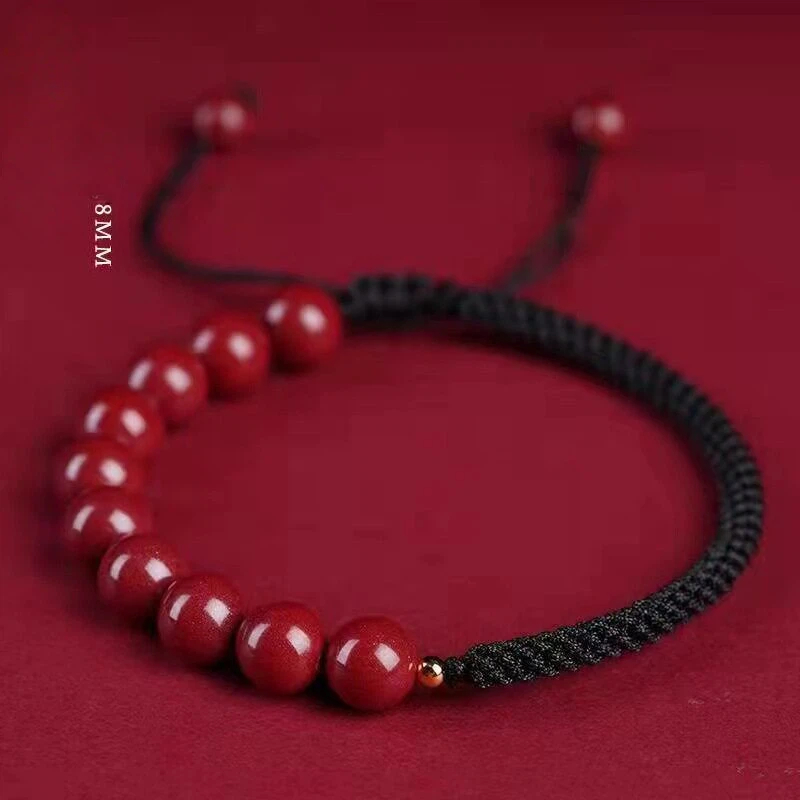 Natural Cinnabar Fortune Bead Zodiac Year Red String Bracelet, Unisex Gift