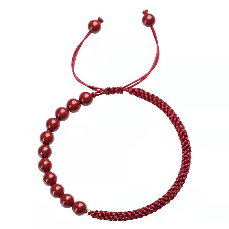 Natural Cinnabar Fortune Bead Zodiac Year Red String Bracelet, Unisex Gift
