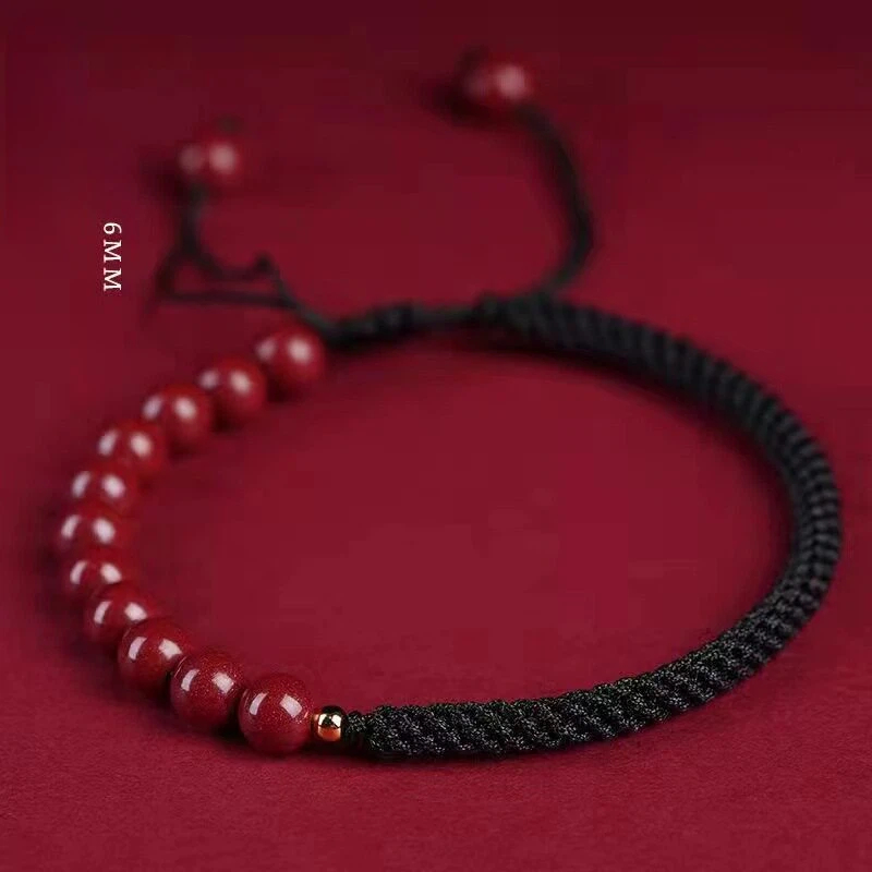Natural Cinnabar Fortune Bead Zodiac Year Red String Bracelet, Unisex Gift