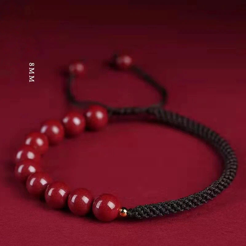 Natural Cinnabar Fortune Bead Zodiac Year Red String Bracelet, Unisex Gift