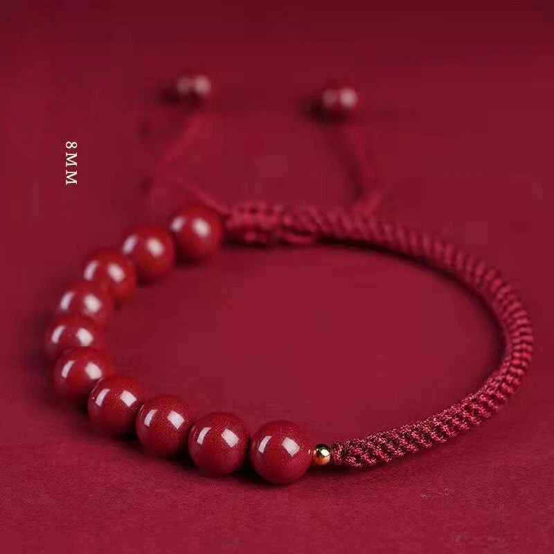 Natural Cinnabar Fortune Bead Zodiac Year Red String Bracelet, Unisex Gift