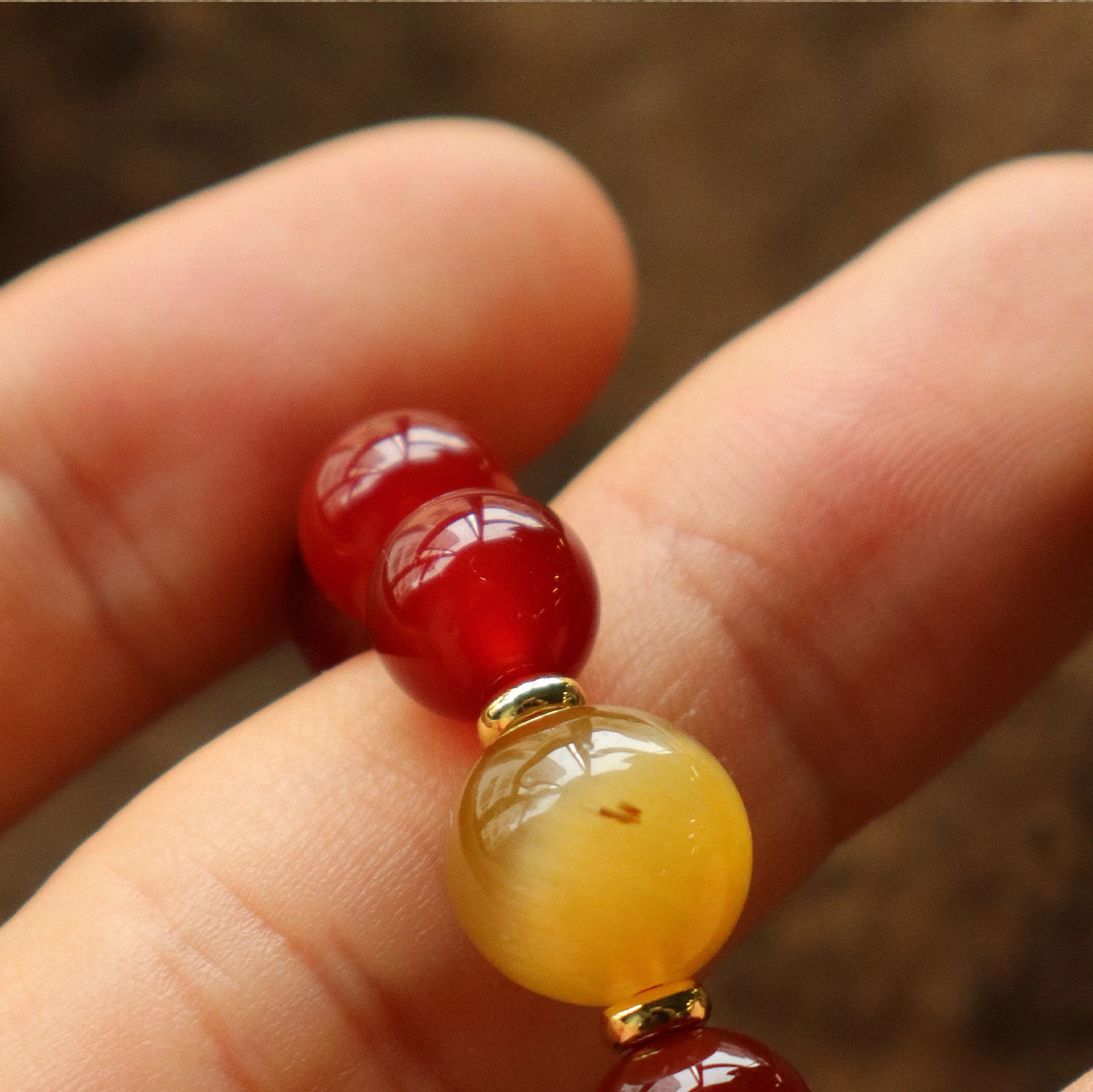 Red Agate & Golden Tiger Eye Bracelet, Fire Element Wealth Zodiac Year Gift for Women