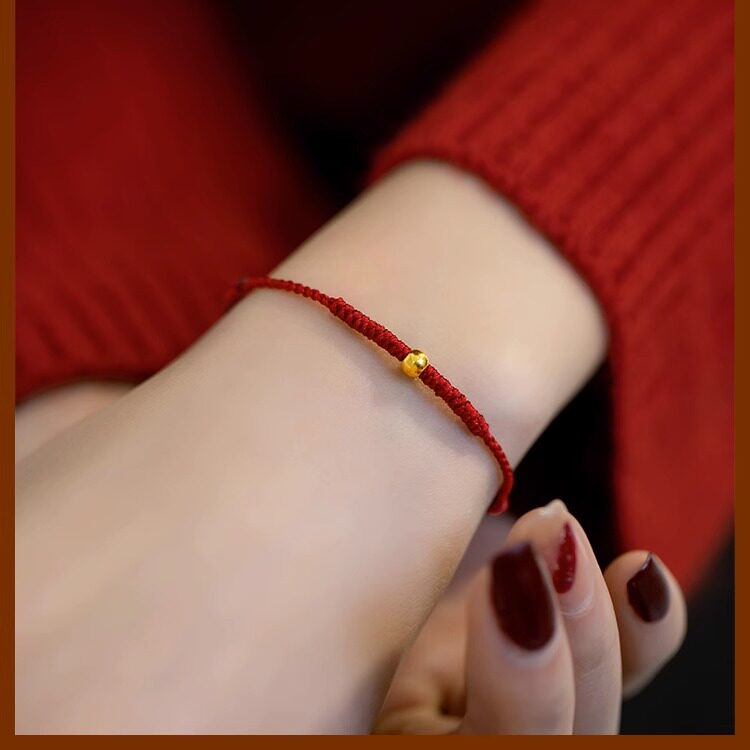 Gold Peace Woven Red String Bracelet, Zodiac Year Gift