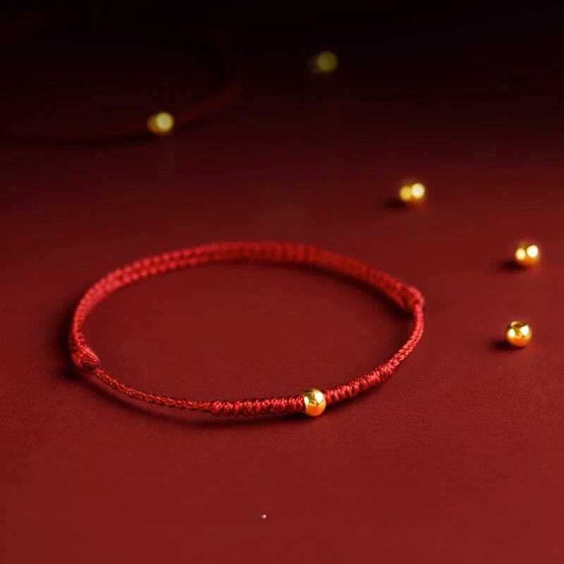 Gold Peace Woven Red String Bracelet, Zodiac Year Gift