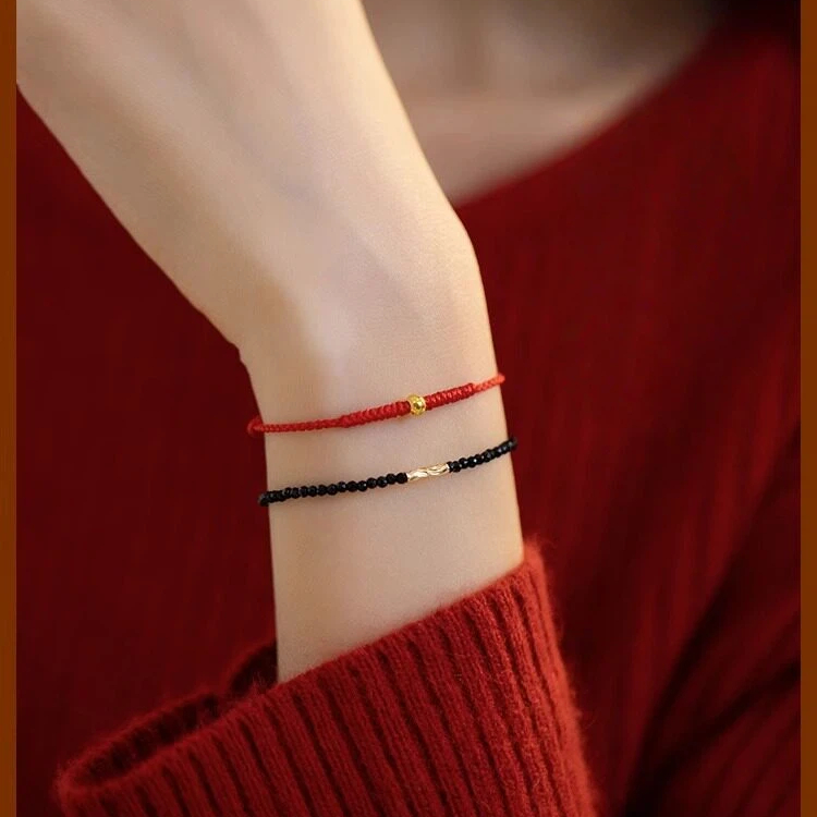 Gold Peace Woven Red String Bracelet, Zodiac Year Gift